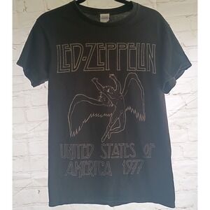 Delta Pro Weight Led Zeppelin USA 1977 Men's Short Sleeve T-Shirt Sz S Black
